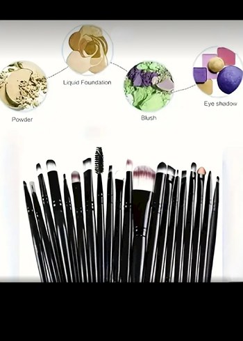 20 ad. Siyah Makyaj Fırça Seti - Görsel 3