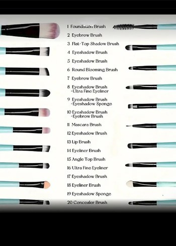 20 ad. Siyah Makyaj Fırça Seti - Görsel 4
