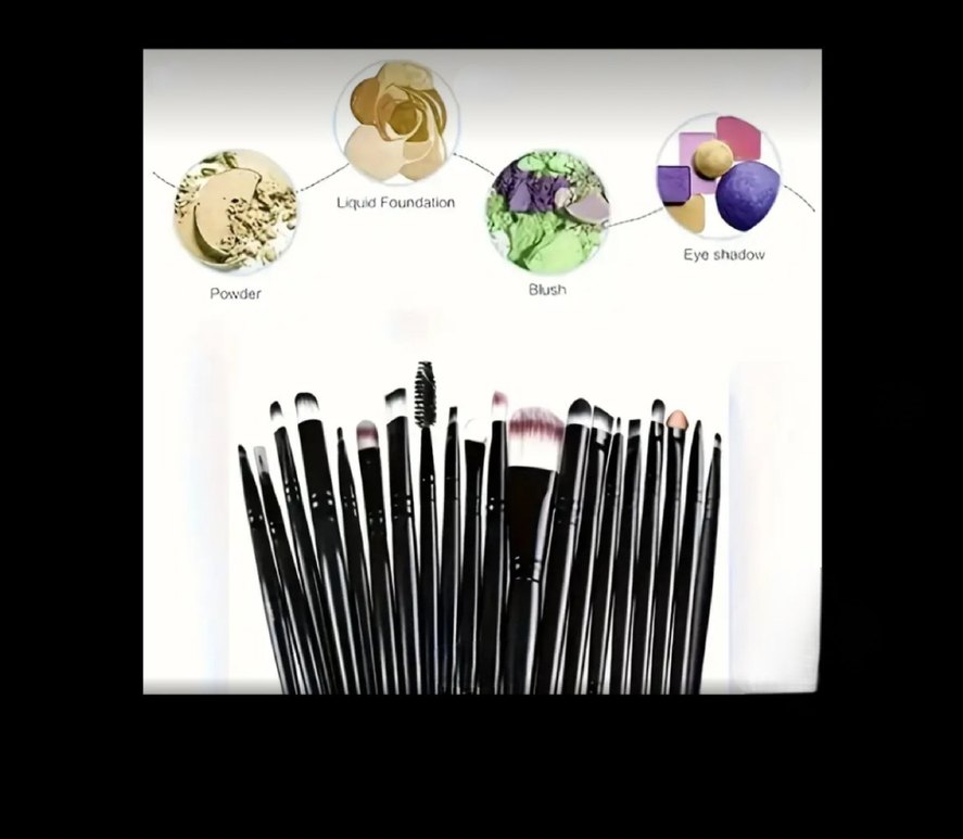 20 ad. Siyah Makyaj Fırça Seti - Görsel 3