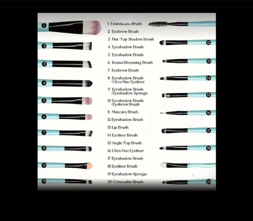 20 ad. Siyah Makyaj Fırça Seti - Görsel 4