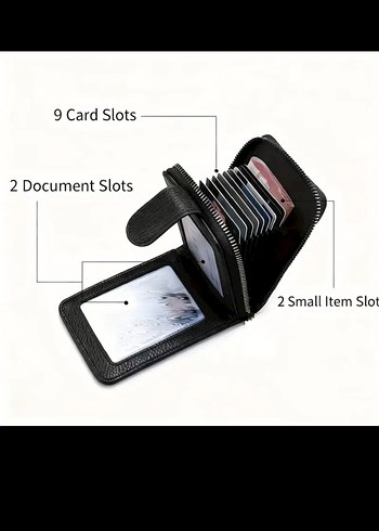 Siyah Deri Fermuarlı Cüzdan - Görsel 5