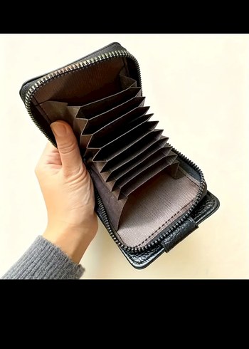 Siyah Deri Fermuarlı Cüzdan - Görsel 3