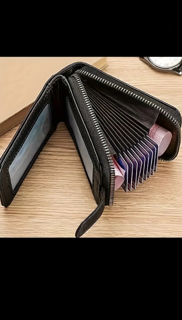 Siyah Deri Fermuarlı Cüzdan - Görsel 4