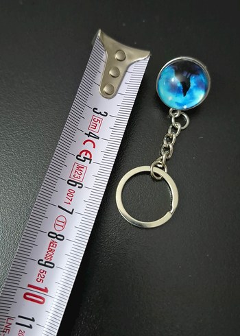 Kurt Figürlü Zincir Detaylı Mavi Anahtarlık - Görsel 2