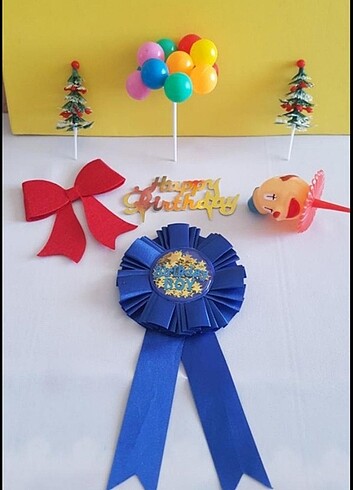 Doğumgünü Rozeti ve Pasta Süsleri - Görsel 2