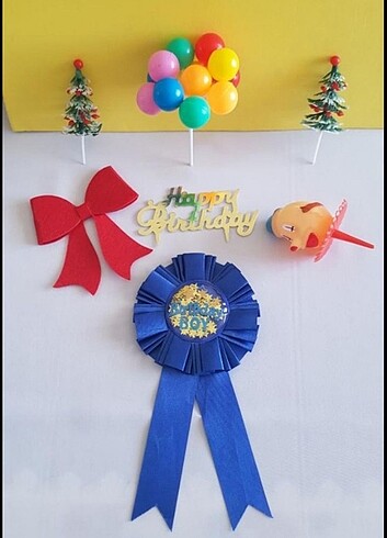 Doğumgünü Rozeti ve Pasta Süsleri - Görsel 5