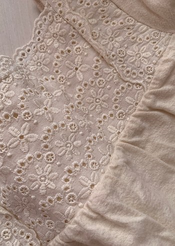 Bej Nakışlı Kız Keten Gömlek - Görsel 5