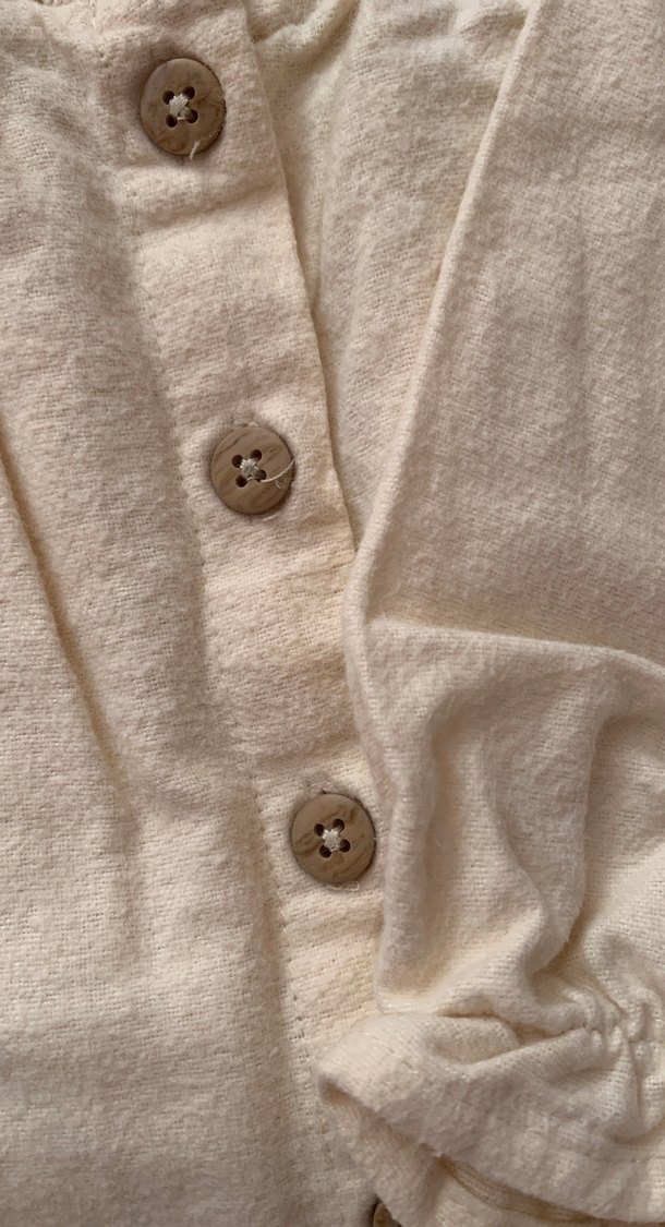 Bej Nakışlı Kız Keten Gömlek - Görsel 3