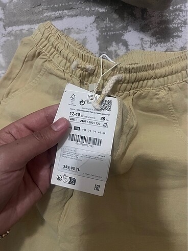 12-18 Ay Beden camel Renk Etiketli orijinal zara çocuk pantolon