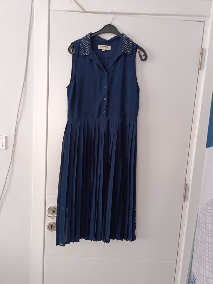 Kadın Lacivert Piliseli  Elbise - Görsel 1