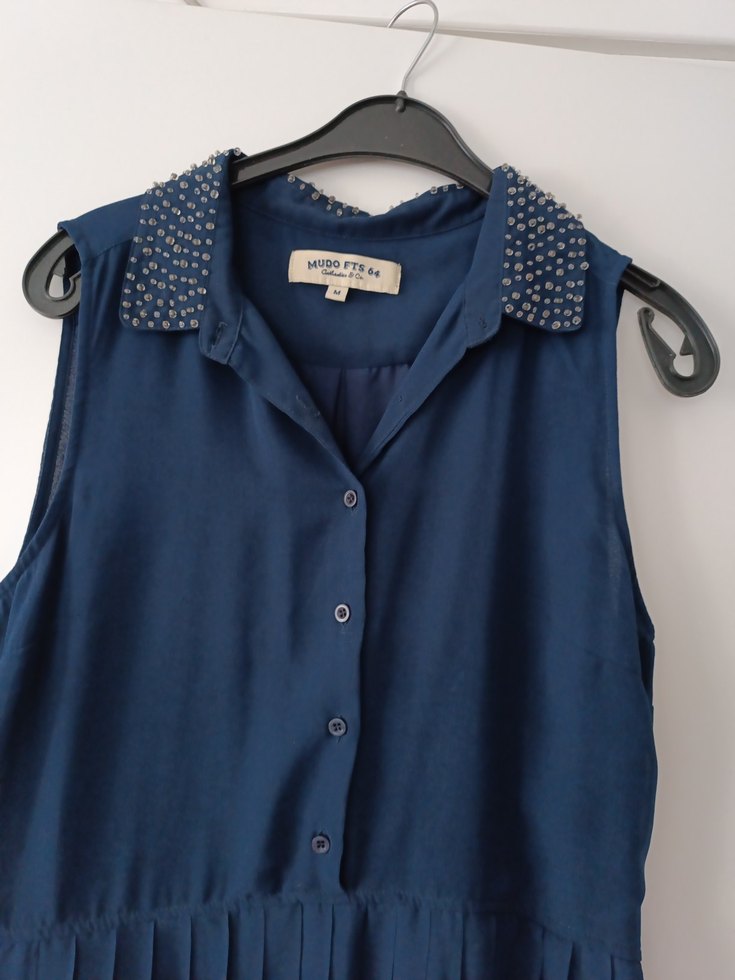 Kadın Lacivert Piliseli  Elbise - Görsel 2