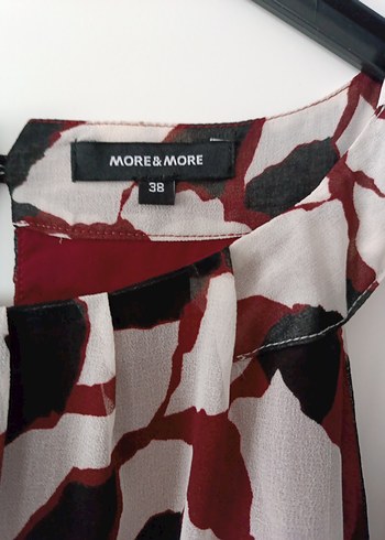 More&More Bordo Desenli Uzun Askısız Salaş Elbise