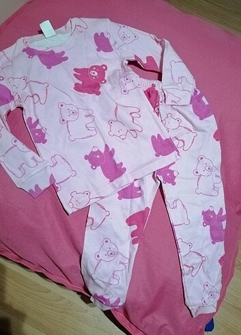 24-36 Ay Beden pembe Renk Kız çocuk pijama takımı 