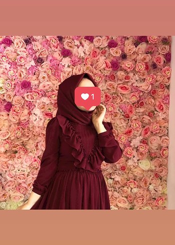 Uzun Kollu Bordo Fırfırlı Bohem Elbise - Görsel 2