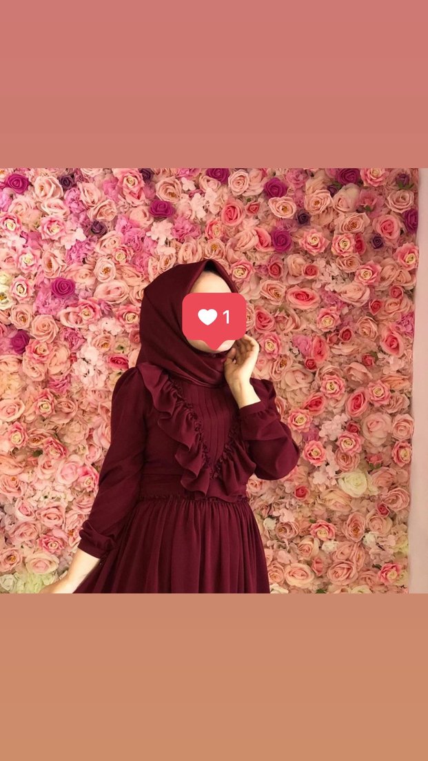 Uzun Kollu Bordo Fırfırlı Bohem Elbise - Görsel 2