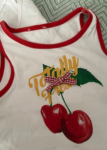 Beyaz Desenli Kız Çocuk Atlet Seti - Görsel 4