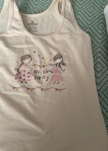 Kız Çocuk Beyaz Baskılı Askısız Tişört - Görsel 4