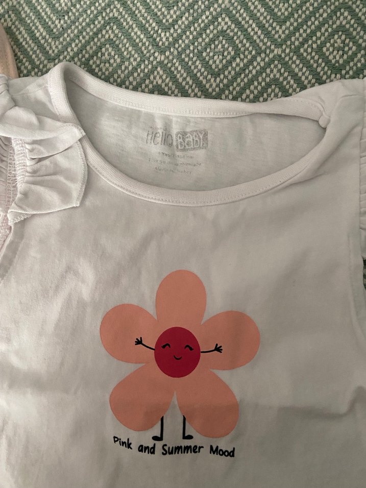 Kız Çocuk Beyaz Baskılı Askısız Tişört - Görsel 2