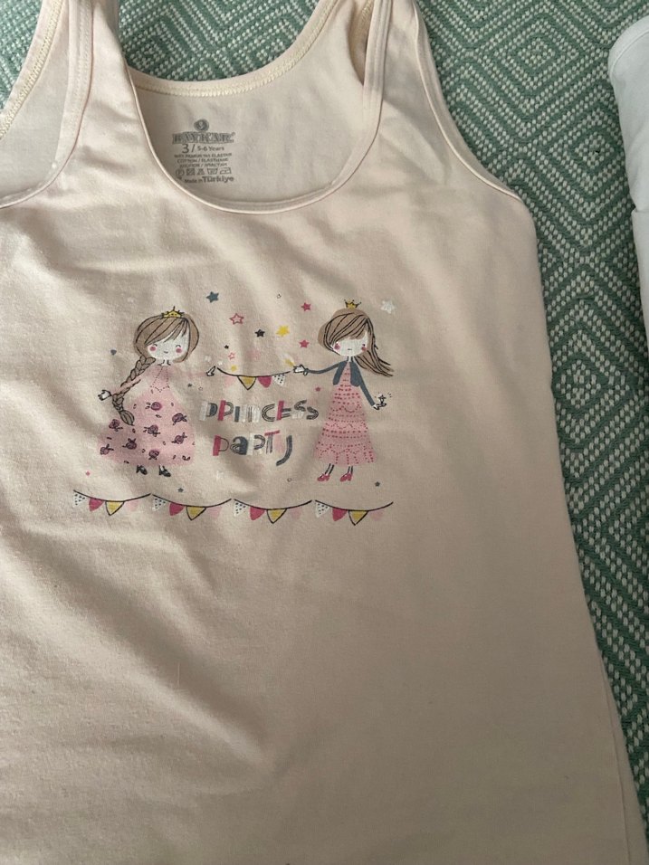 Kız Çocuk Beyaz Baskılı Askısız Tişört - Görsel 4