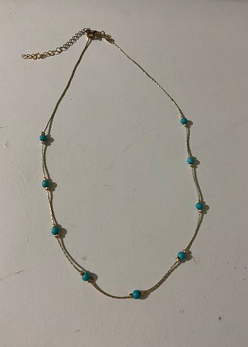 Mini Turkuaz Boncuklu Kadın Kolye - Görsel 4