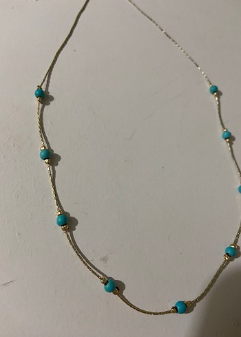 Mini Turkuaz Boncuklu Kadın Kolye - Görsel 3