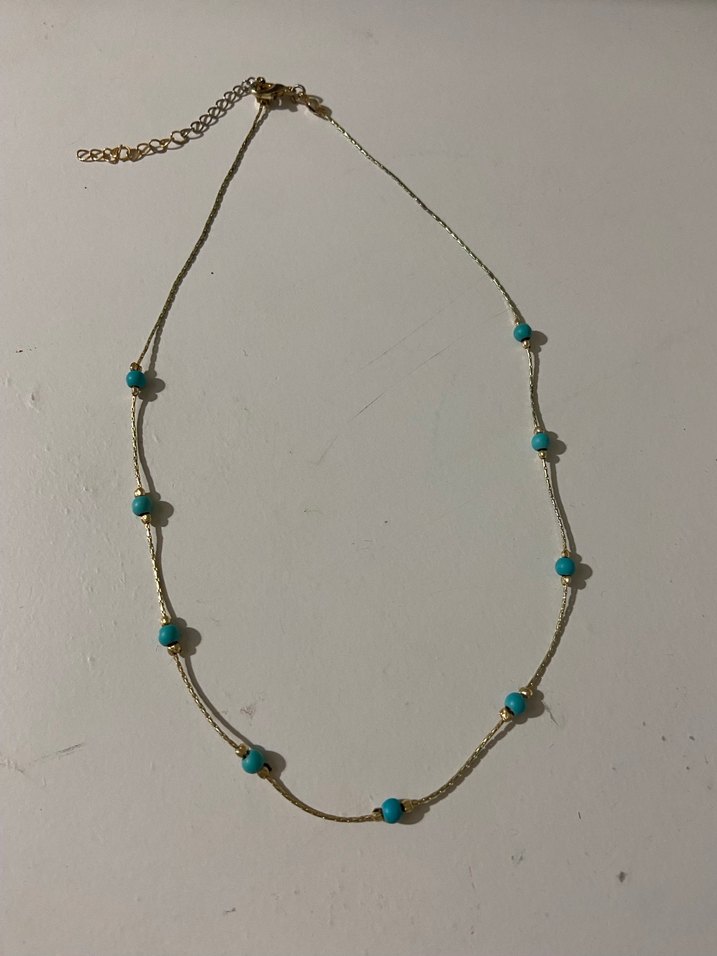 Mini Turkuaz Boncuklu Kadın Kolye - Görsel 4