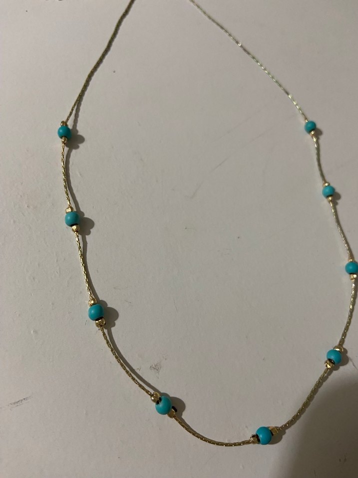 Mini Turkuaz Boncuklu Kadın Kolye - Görsel 3