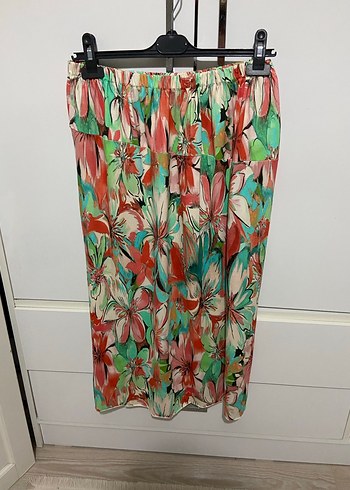 Renkli Çiçek Desenli Uzun Bohem Etek - Görsel 2