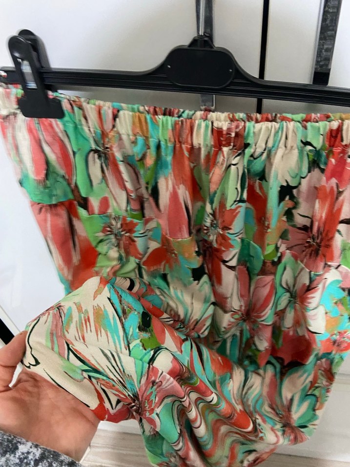 Renkli Çiçek Desenli Uzun Bohem Etek - Görsel 4