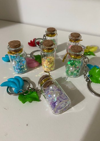 Renkli Parlak Mini Şişe Anahtarlık - Görsel 2