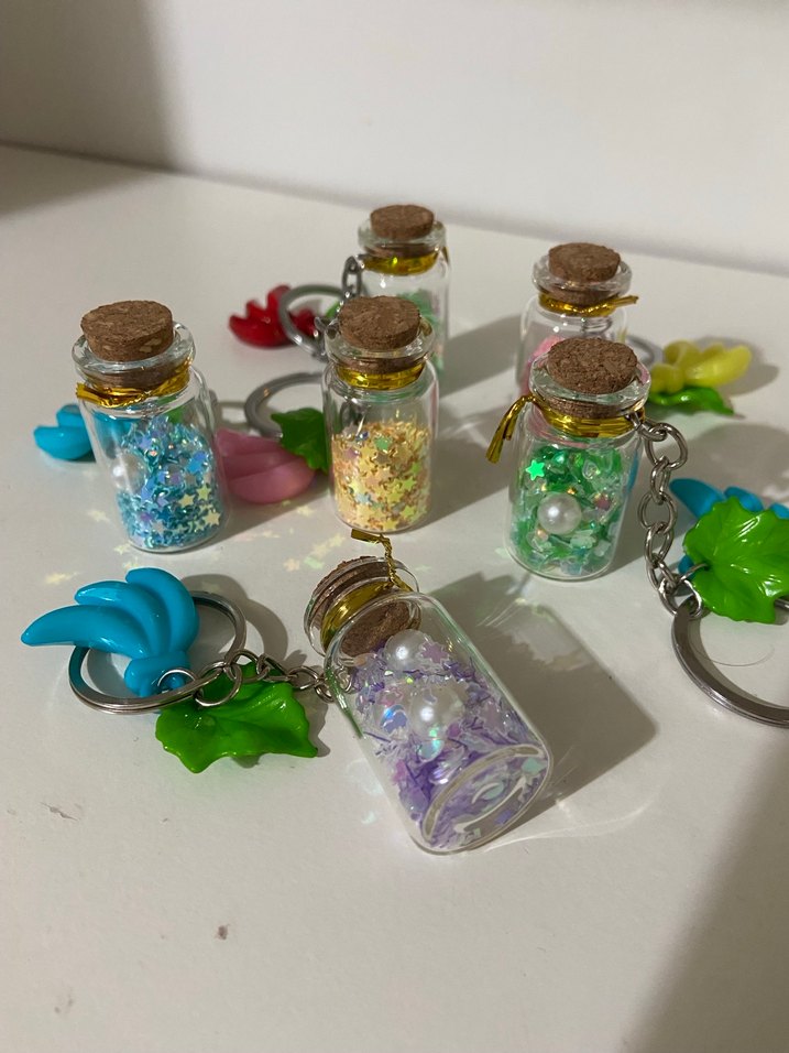 Renkli Parlak Mini Şişe Anahtarlık - Görsel 2