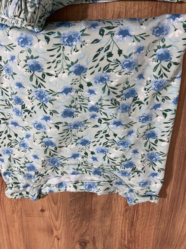 Mavi Çiçek Desenli Rahat Kadın Pijama Takımı - Görsel 3