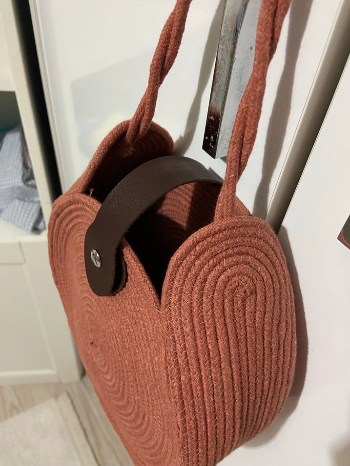 Kahverengi Örgü Kadın Çanta - Görsel 5