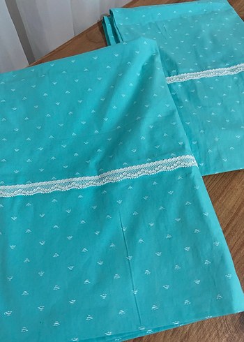 Nakışlı Turkuaz Nevresim ve Çarşaf Takımı - Görsel 2