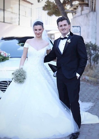 Parlak Beyaz A Kesim Uzun Gelinlik