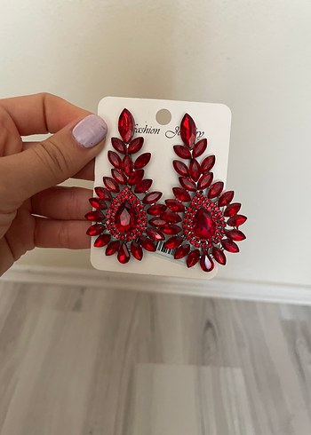 Kırmızı Payetli Mini Kadın Küpe