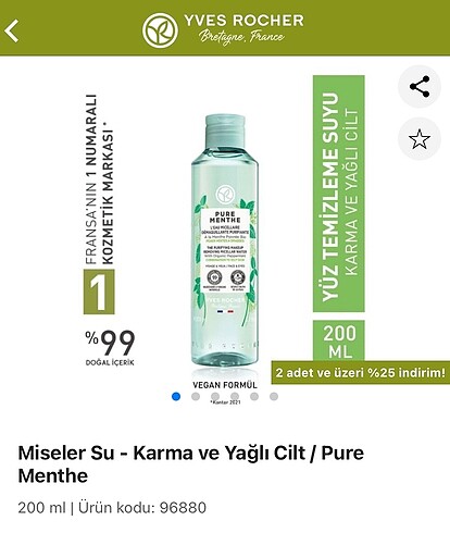 Beden Yves Rocher Pure Menthe Miseler Su