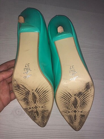 37 Beden Turkuaz renk topuklu stiletto ayakkabı