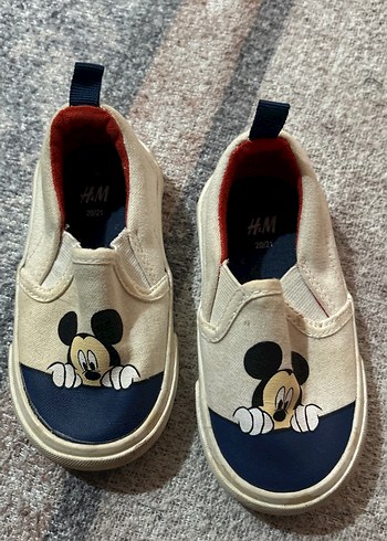 Beyaz Erkek Çocuk Mickey Mouse Kaydırmaz Spor Ayakkabı