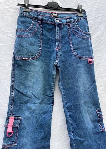 American Vintage Pembe Bağcıklı Geniş Kesim Midi Kot Pantolon