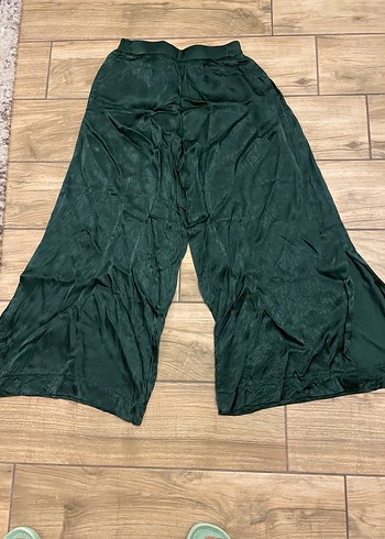 Kadın Yeşil Salaş Saten Pantolon - Görsel 3