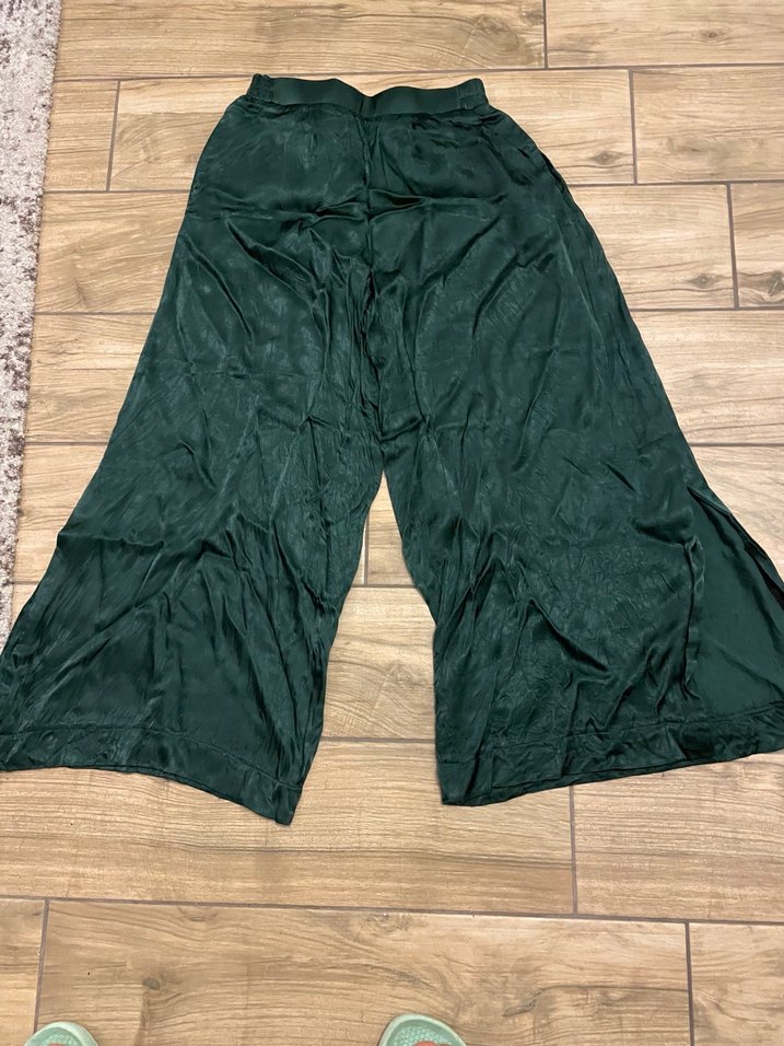 Kadın Yeşil Salaş Saten Pantolon - Görsel 3