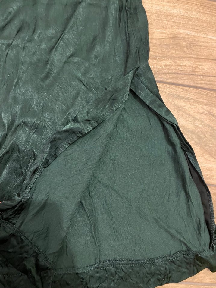 Kadın Yeşil Salaş Saten Pantolon - Görsel 2