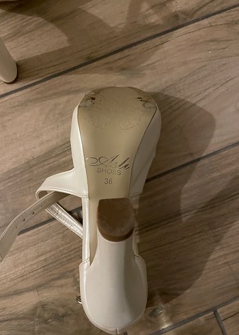 Bej Platform Topuklu Kadın Abiye Ayakkabı - Görsel 5