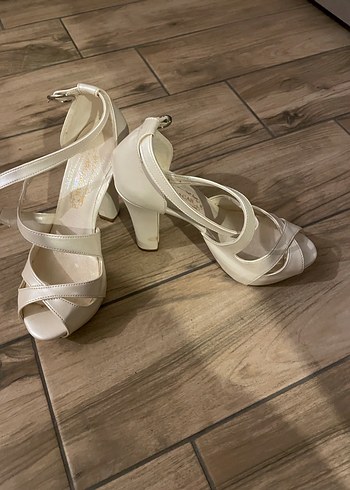 Bej Platform Topuklu Kadın Abiye Ayakkabı - Görsel 2