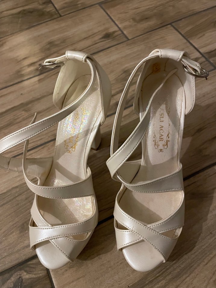 Bej Platform Topuklu Kadın Abiye Ayakkabı - Görsel 3