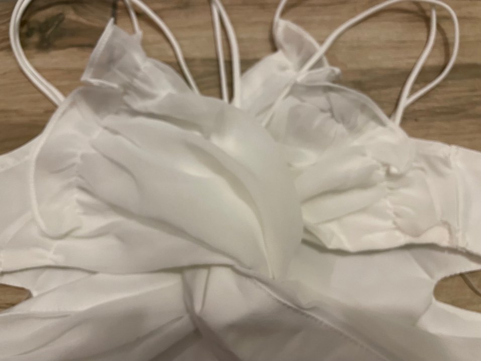 Beyaz Drapeli Halter Yaka Bustiyer - Görsel 4