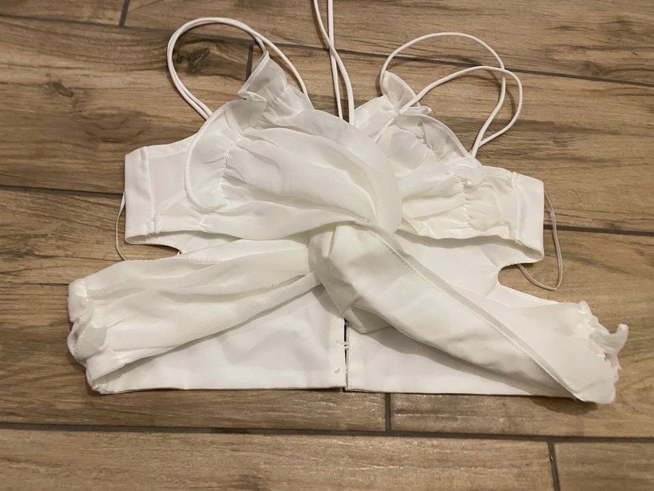 Beyaz Drapeli Halter Yaka Bustiyer - Görsel 2