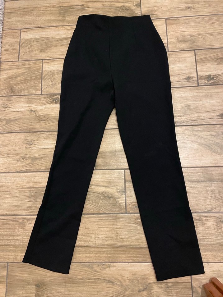 Düğmeli Siyah Kumaş Kadın Pantolon - Görsel 2