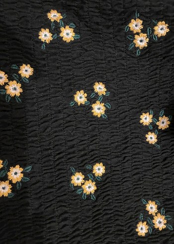 Nakışlı Siyah Straplez Crop Top - Görsel 4